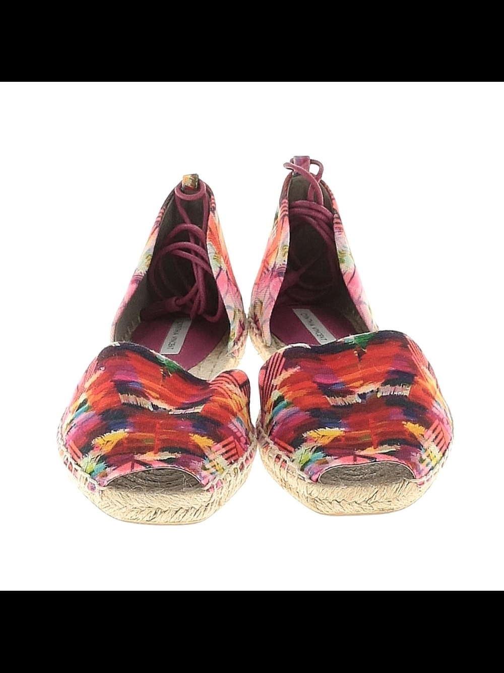Cynthia Vincent Multicolor Espadrille Flats with Red and Pink Brushstroke Print